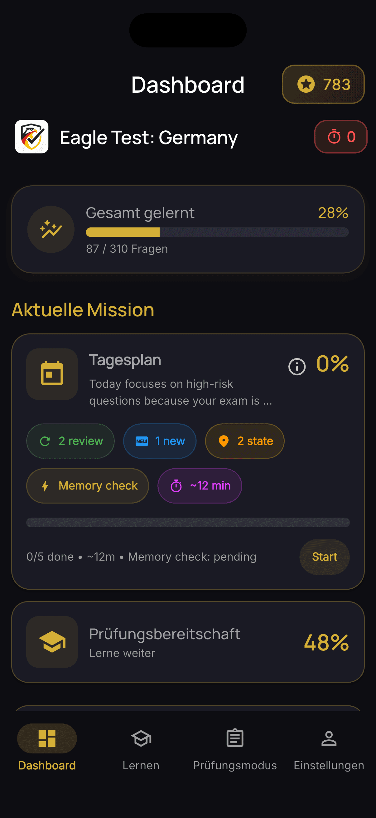 Eagle Test App Dashboard